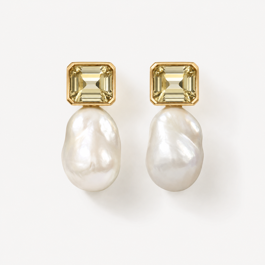 TEWIKY Baroque Pearl & Colorful Gemstone Drop Earrings – 14K Gold Plated Sterling Silver