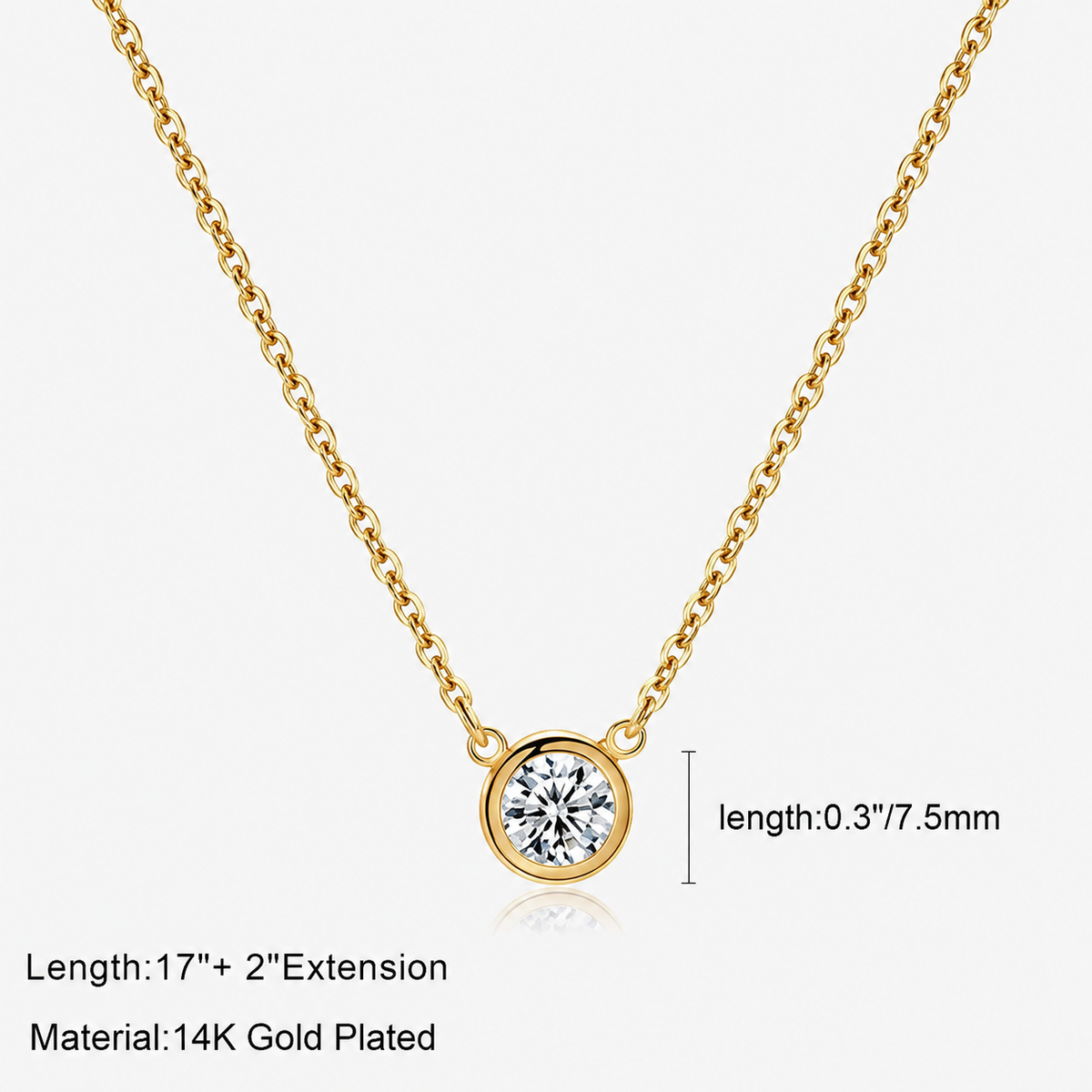 Dainty CZ Bezel Pendant Necklace