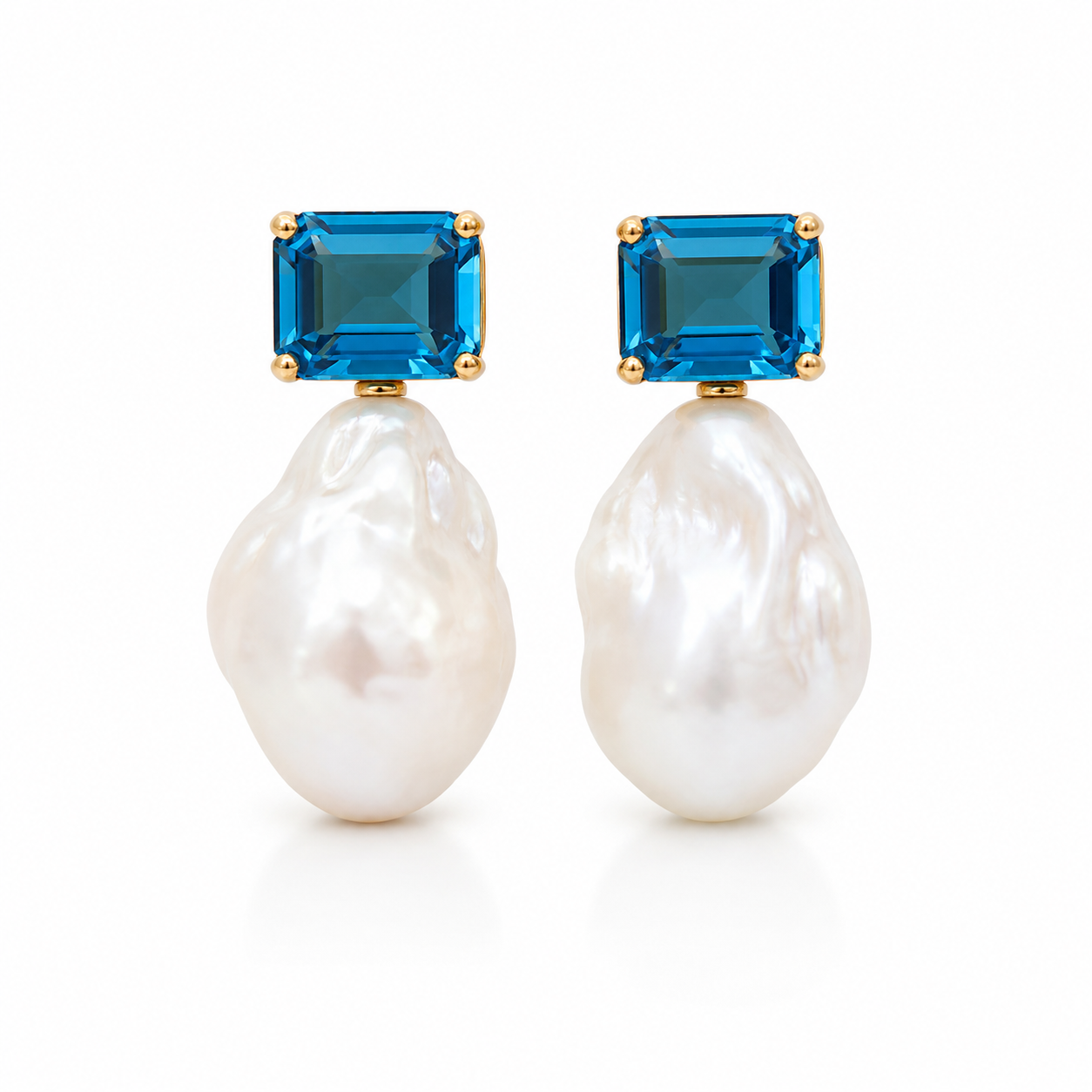 Colorful Gemstone Baroque Pearl Earrings