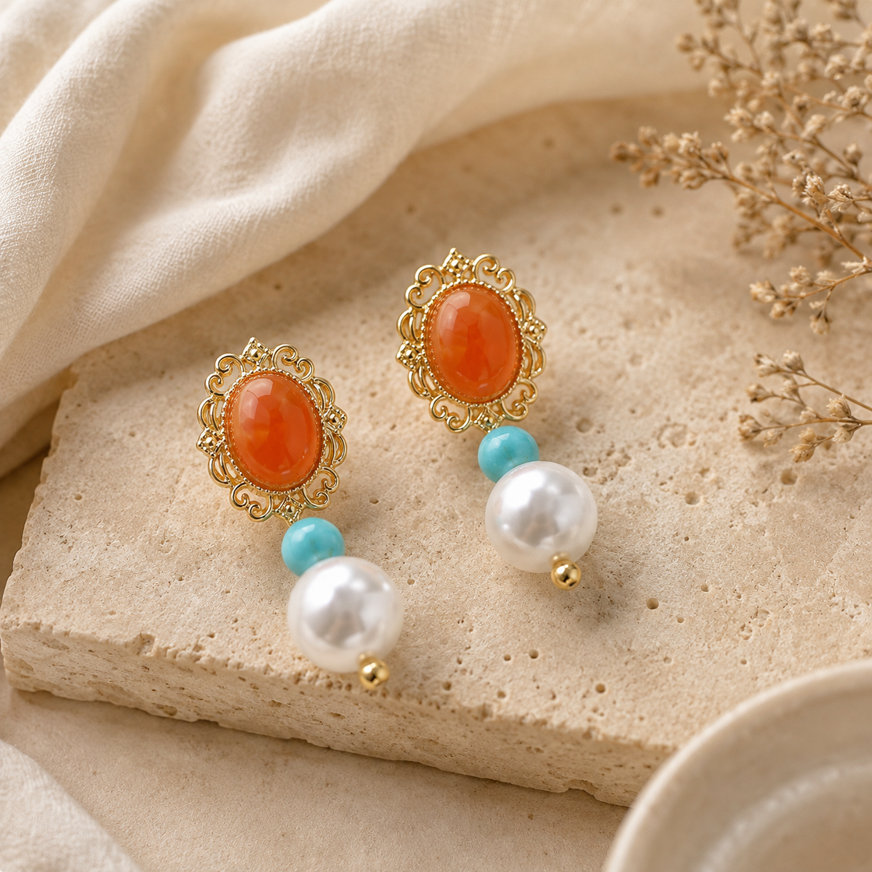 Vintage Pearl Stud Earrings