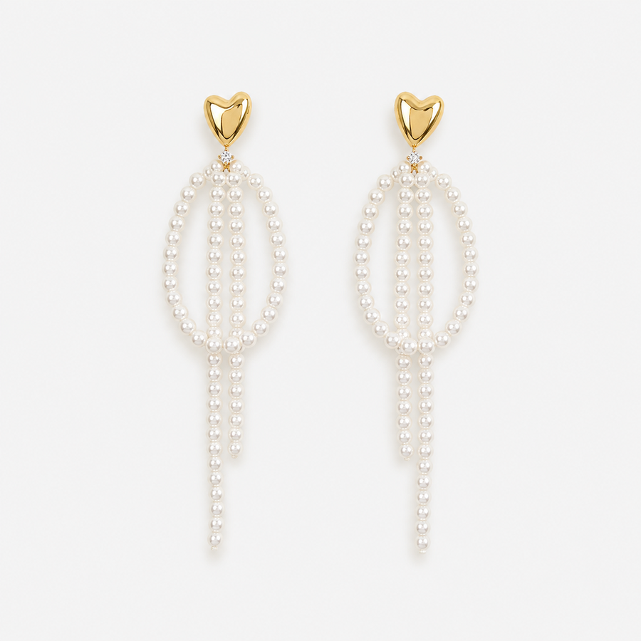 Long Pearl Tassel Earrings