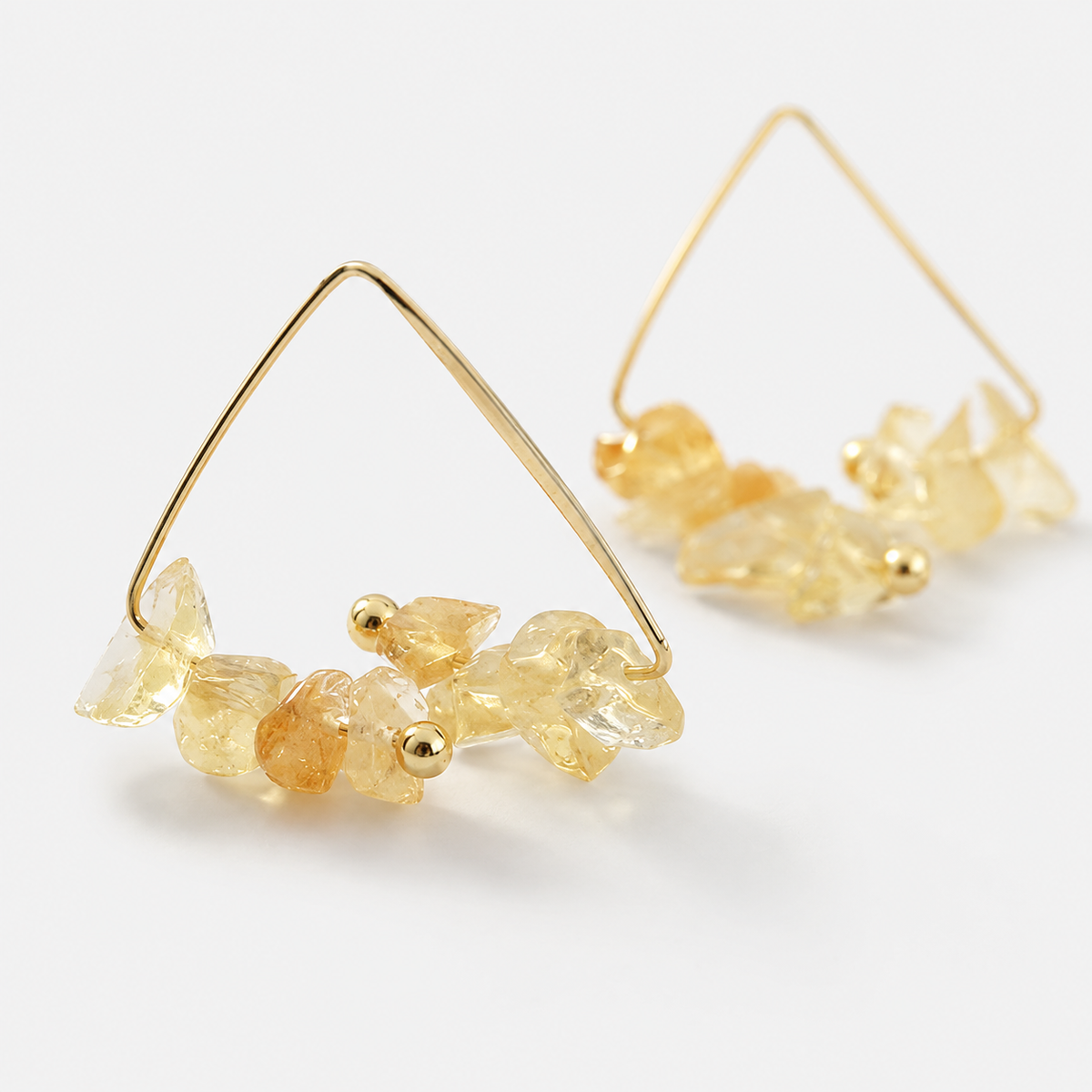 Crystal Chip Triangle Earrings