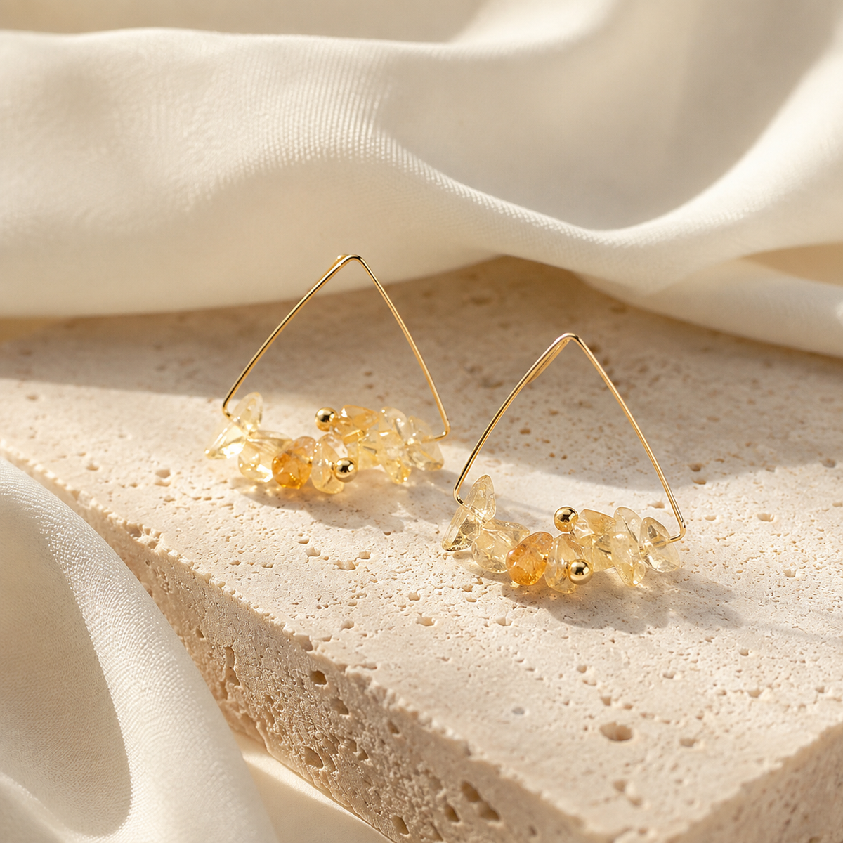 Crystal Chip Triangle Earrings
