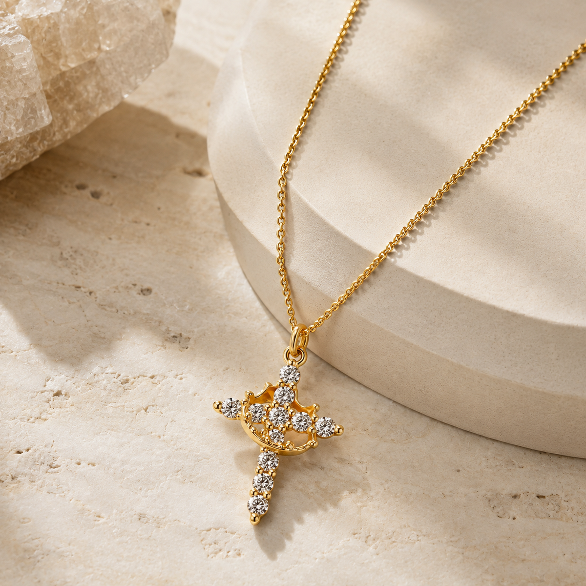 Crown Cross Pendant Necklace