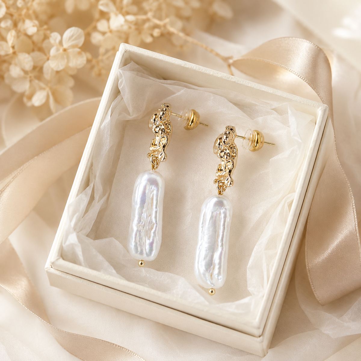 Large Baroque Freshwater Pearl Earrings