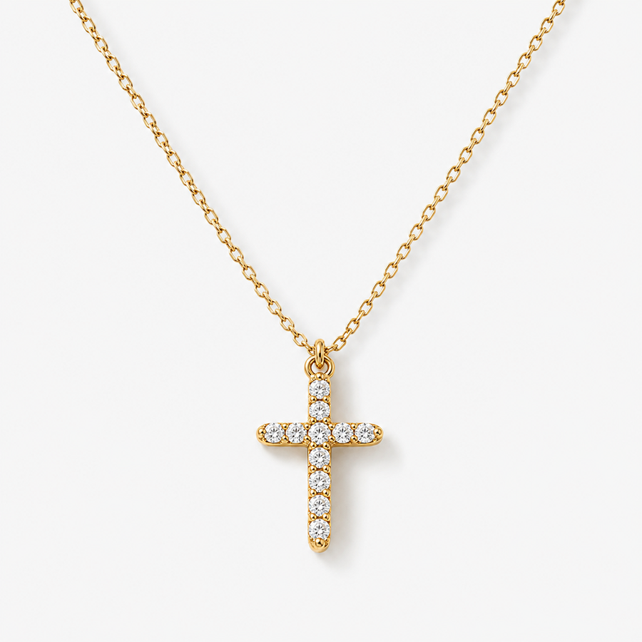 Dainty CZ Cross Necklace
