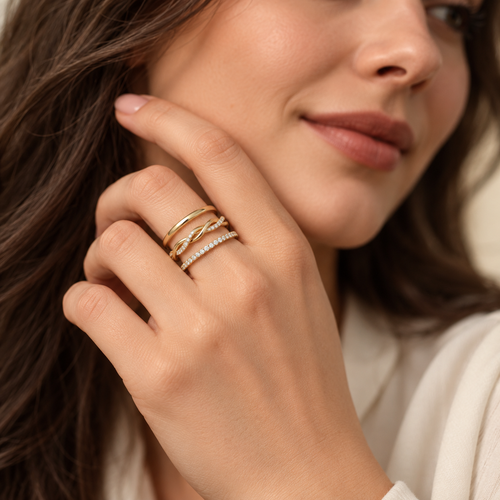 TEWIKY Stackable CZ Ring Set
