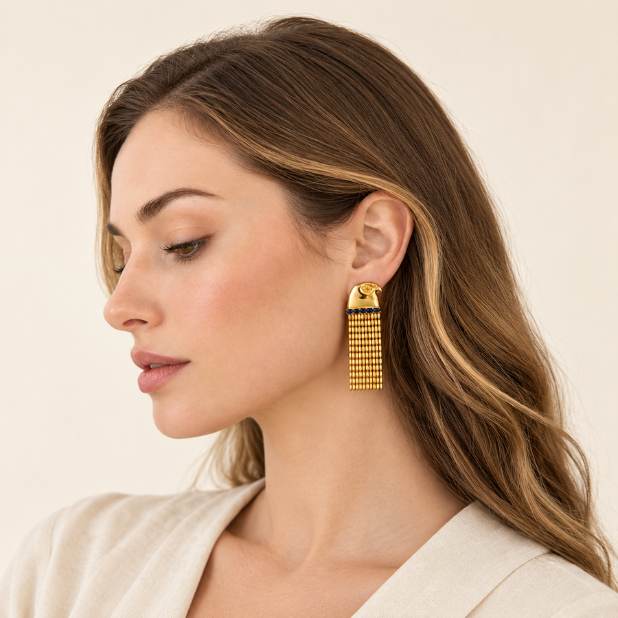 Vintage Egyptian Sun God Tassel Earrings