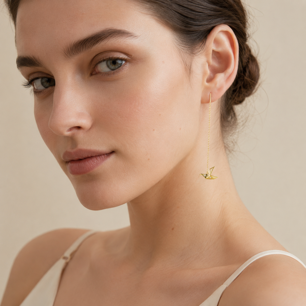 Origami Crane Threader Earrings