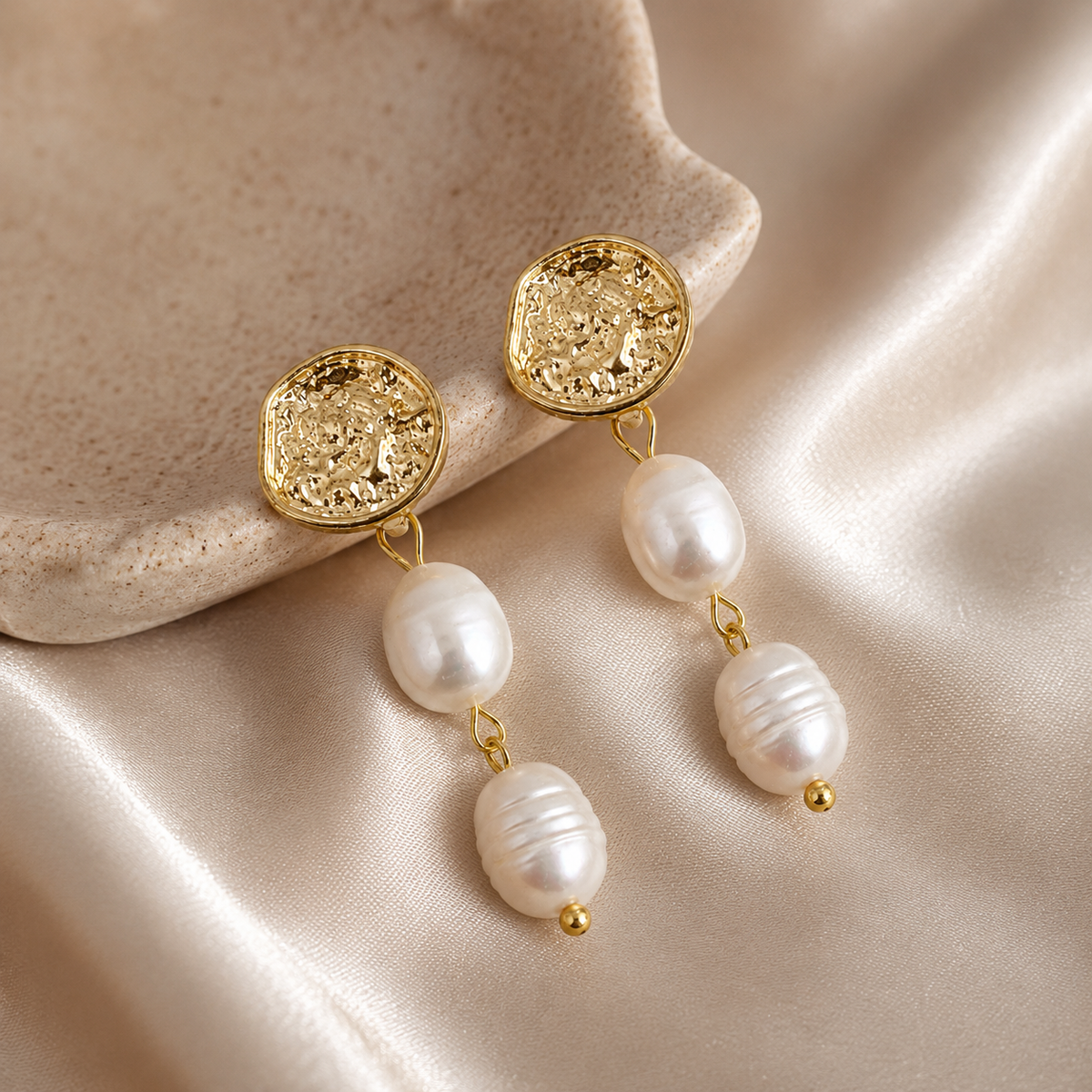 Baroque Freshwater Pearl Drop Stud Earrings