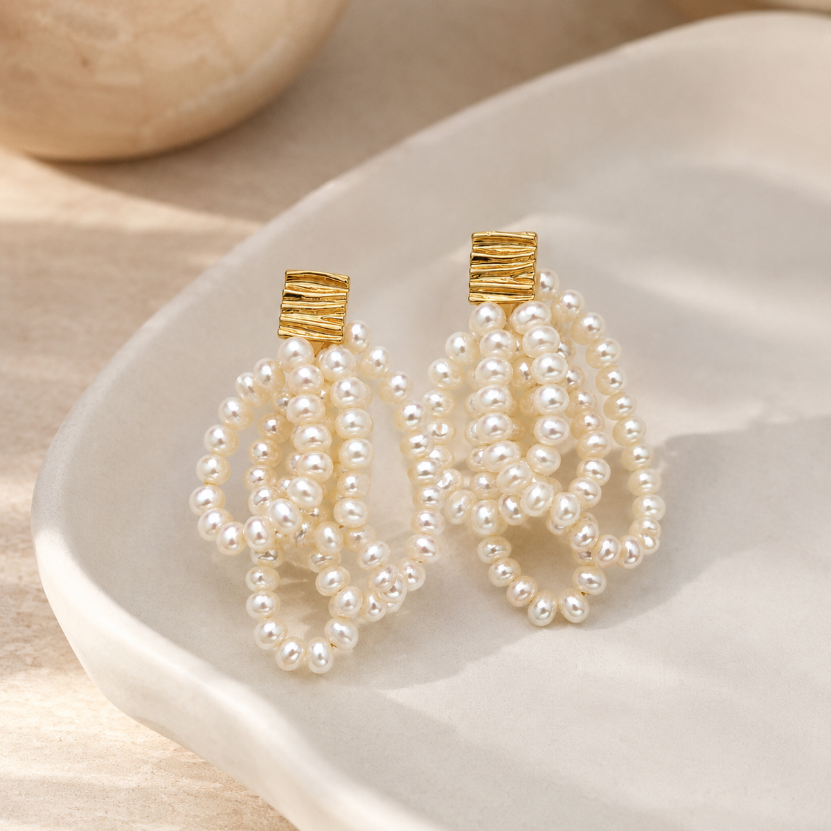 Layered Pearl Dangle Earrings