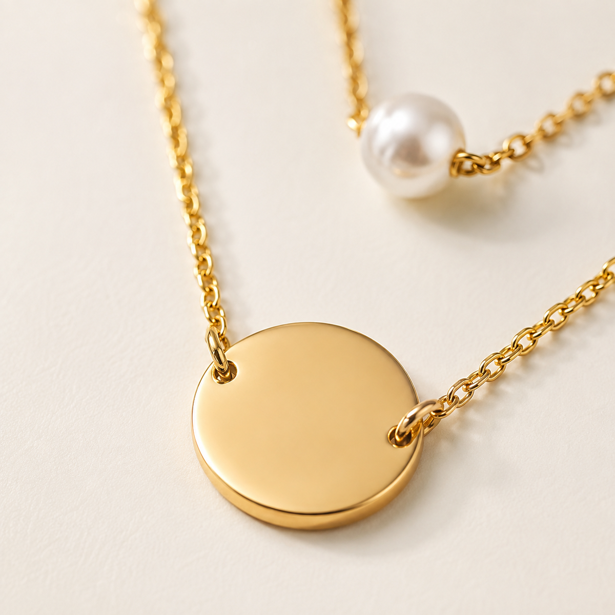 Layered Pearl Disc Necklace