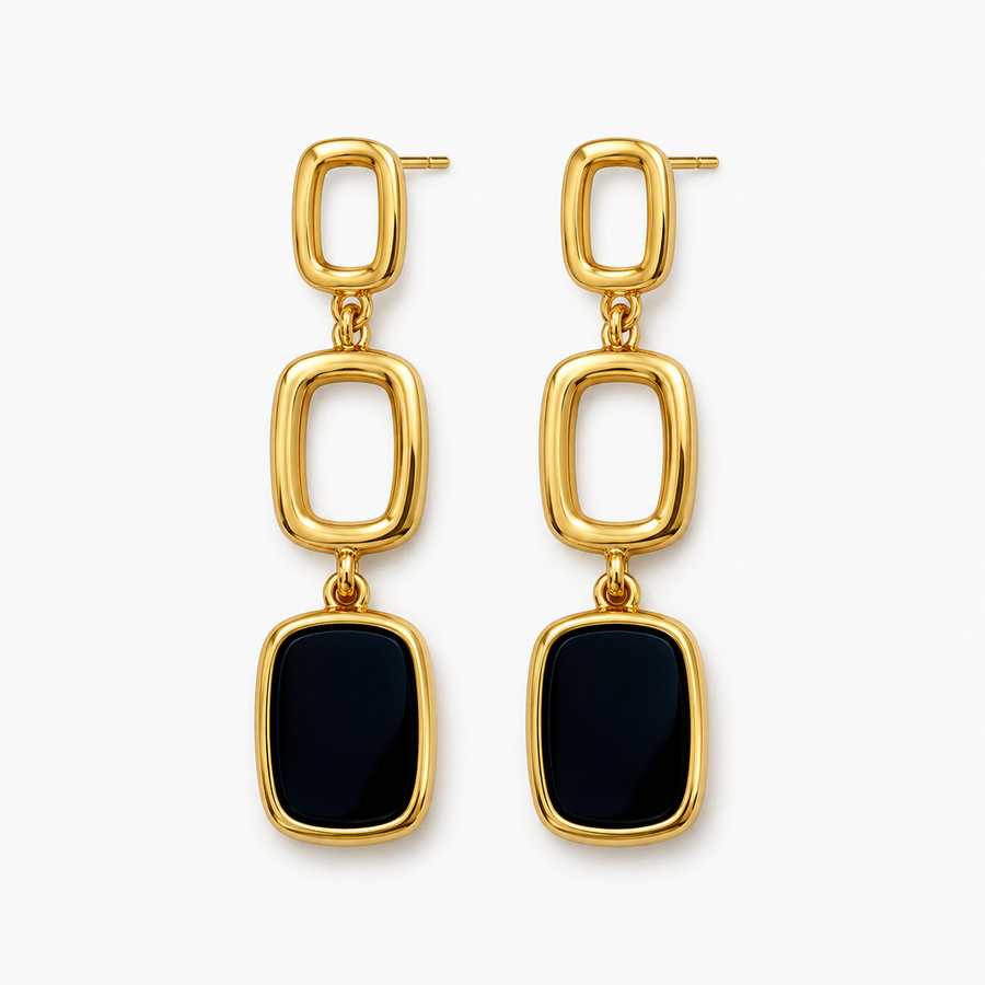 Geometric Square Tassel Earrings