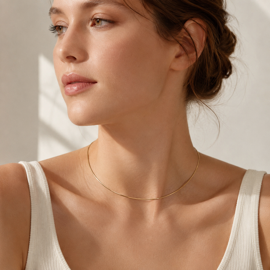 Simple Flat Snake Chain Necklace