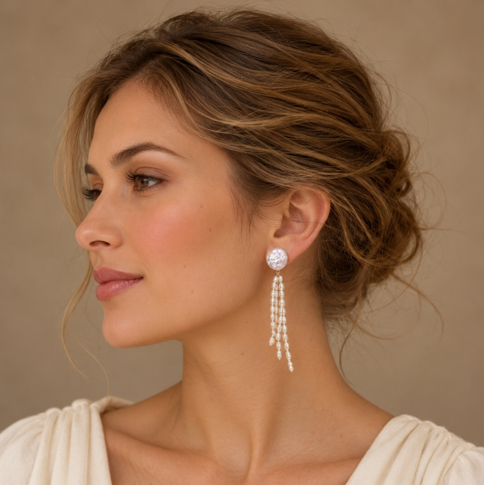 Natural Baroque Pearl Tassel Earrings