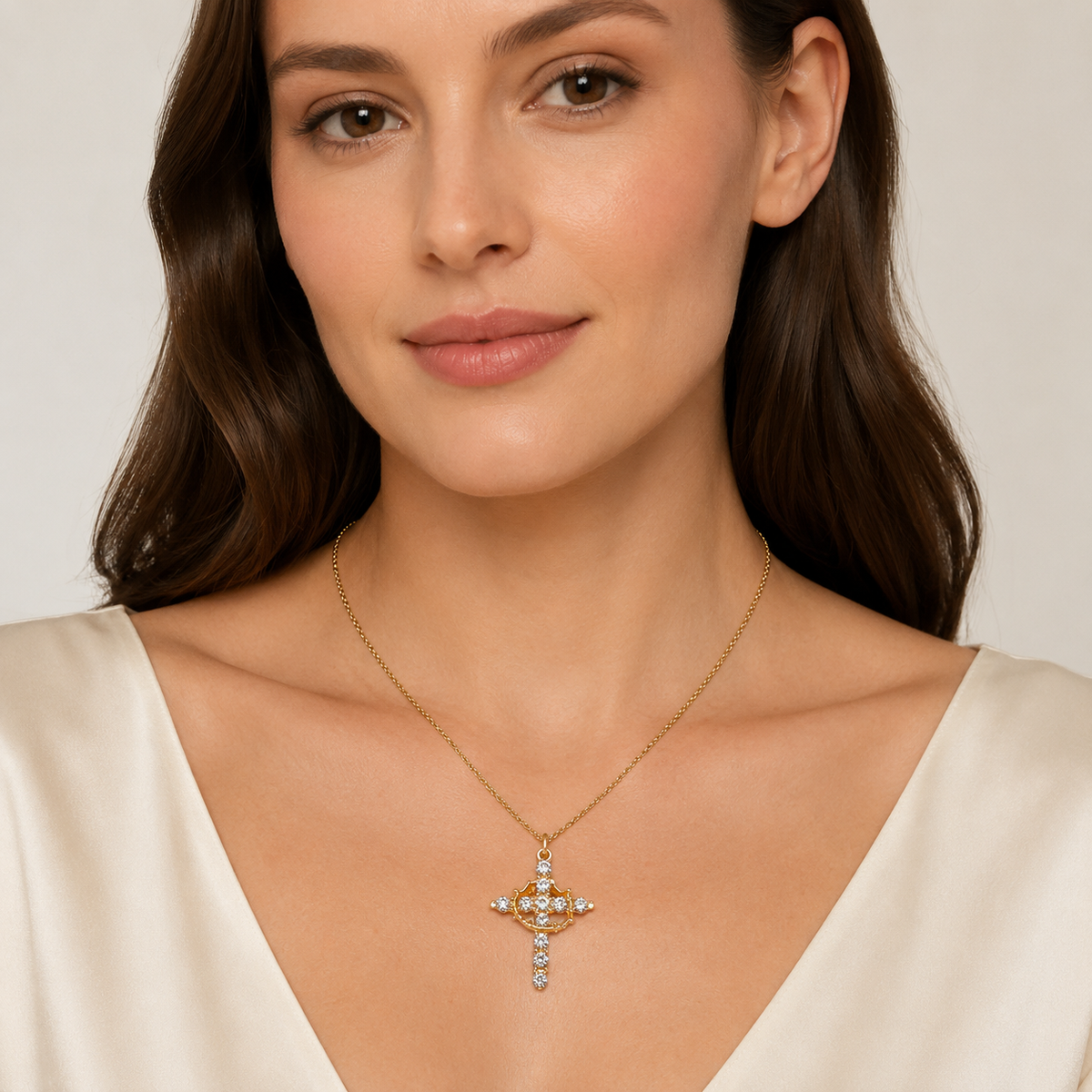 Crown Cross Pendant Necklace