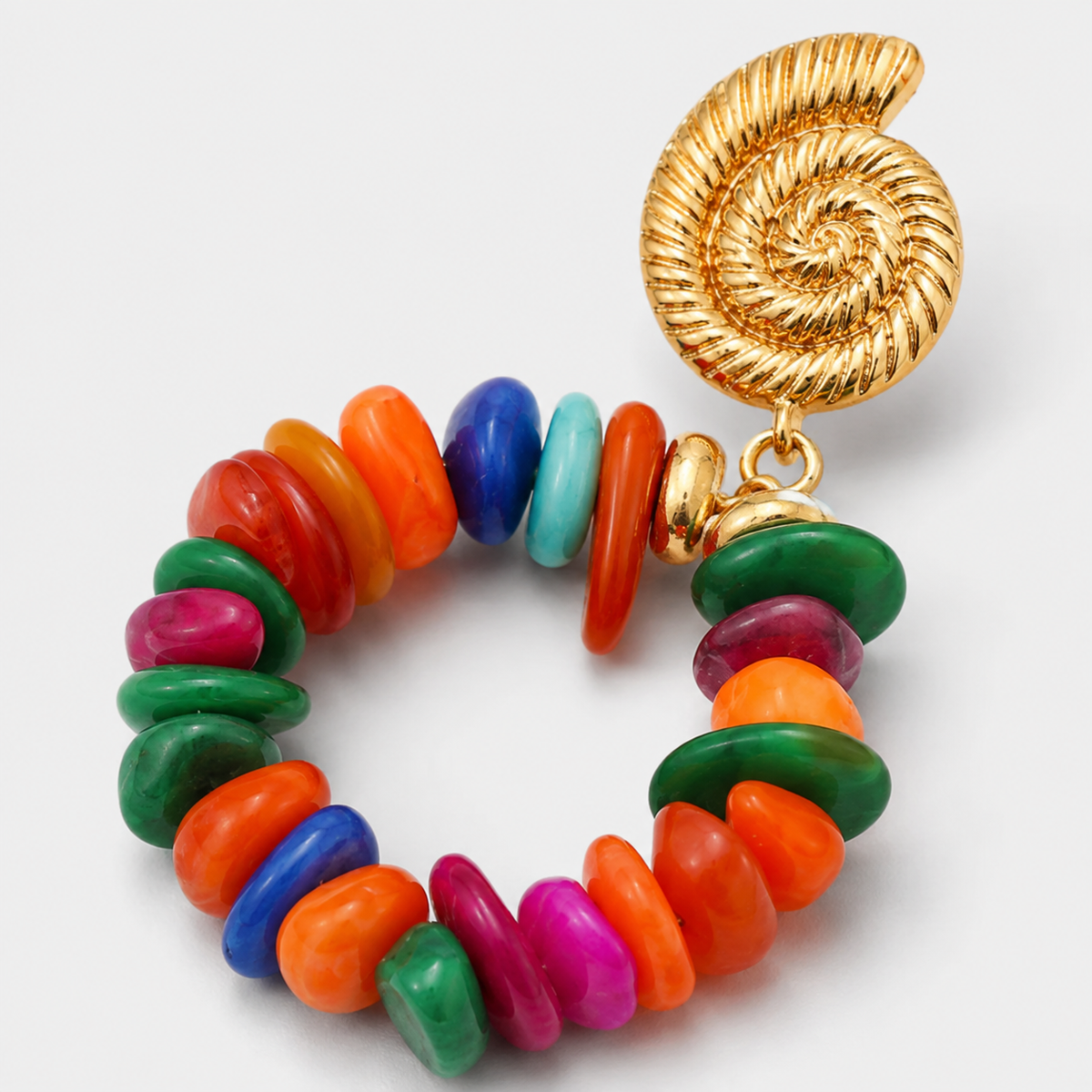 Colorful Natural Stone Clip-On Earrings
