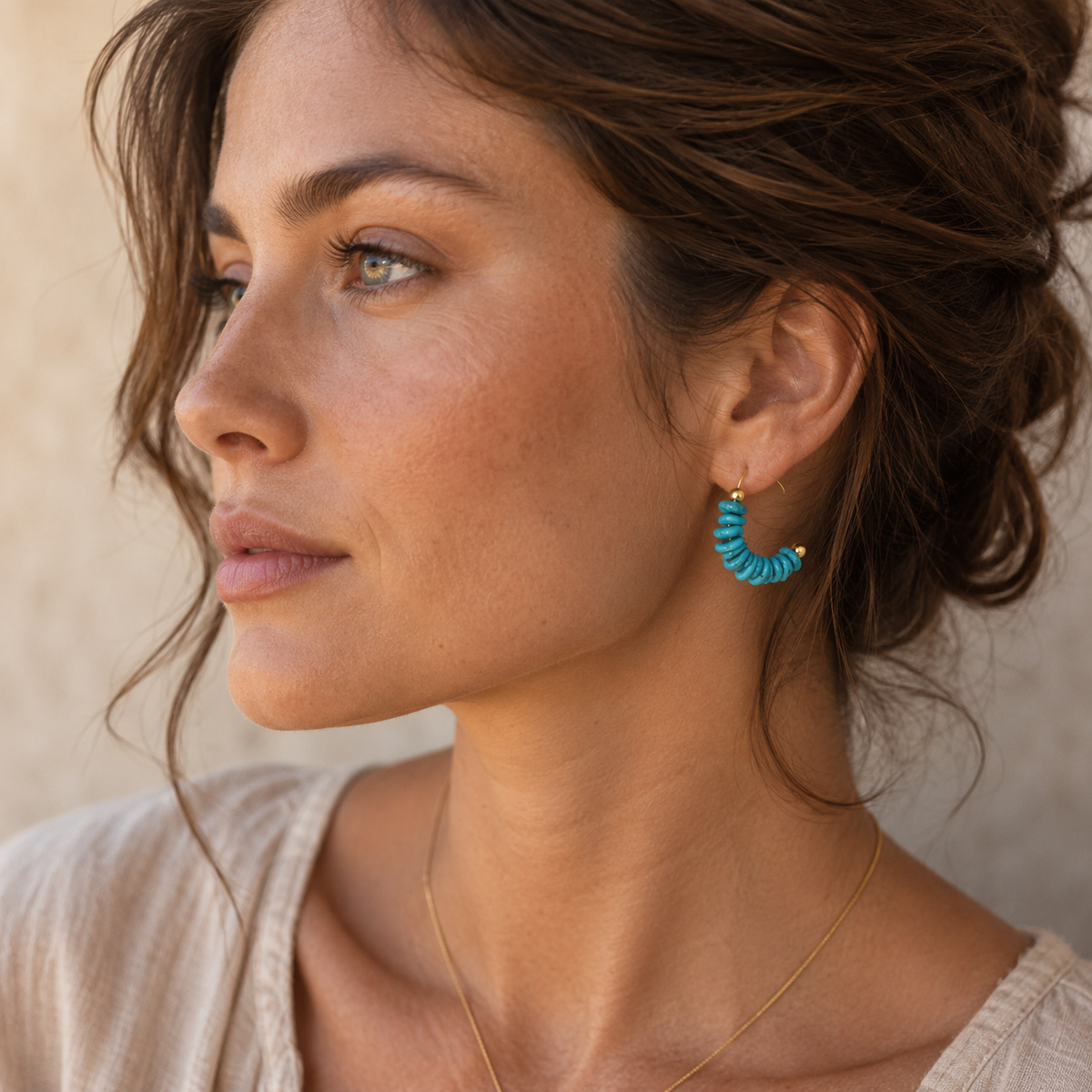 Natural Turquoise Nugget Stud Earrings