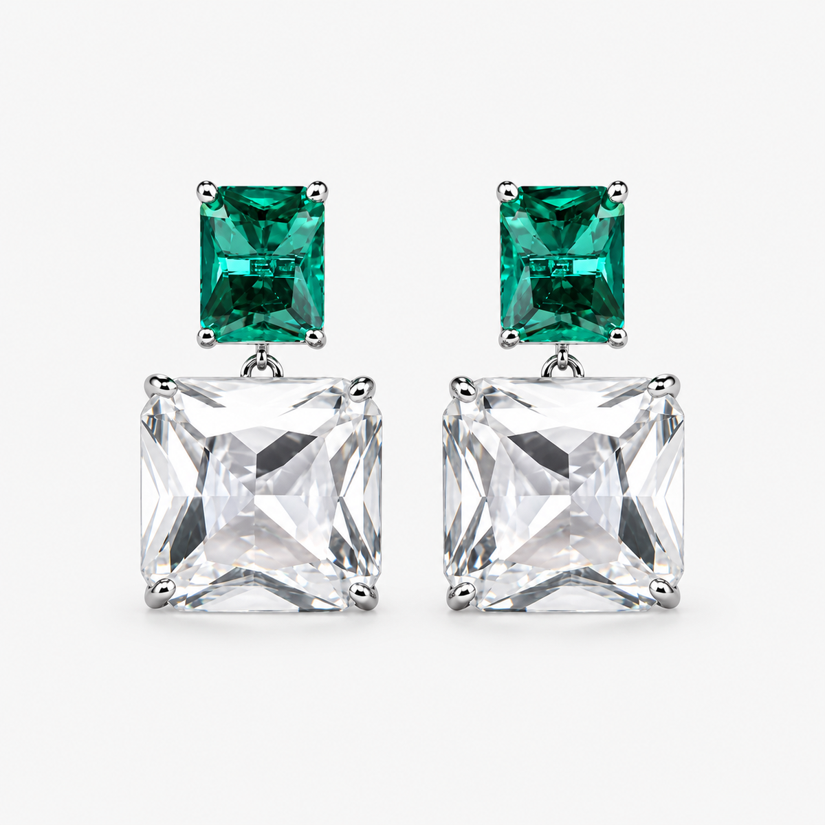 Green CZ Stud Earrings