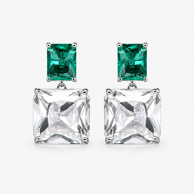 Green CZ Stud Earrings