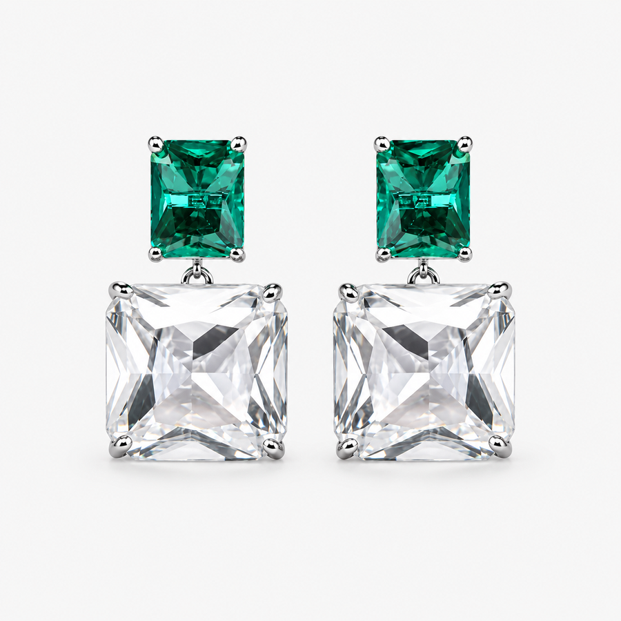 Green CZ Stud Earrings