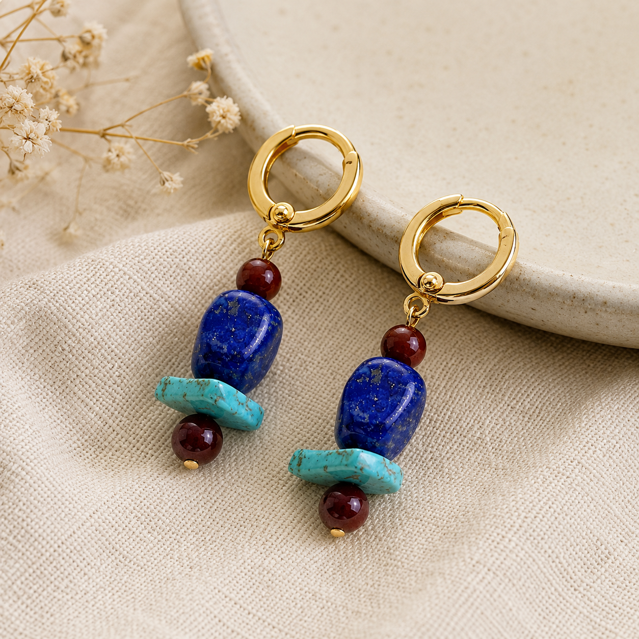 Tibetan Turquoise Dangle Earrings