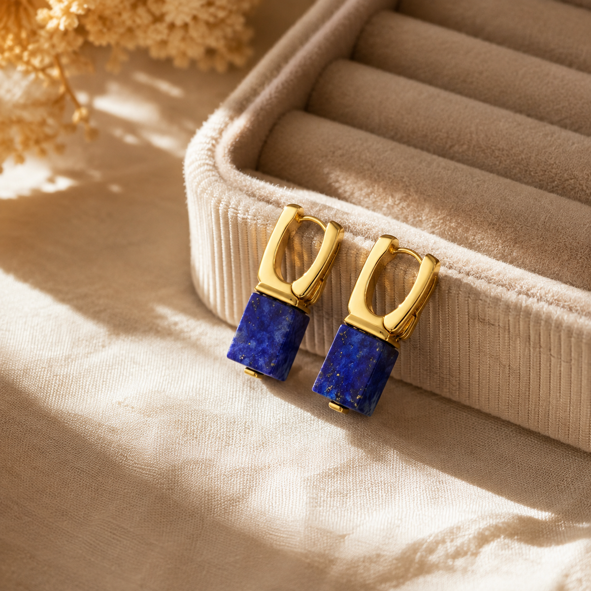 Lapis Lazuli Cube Earrings