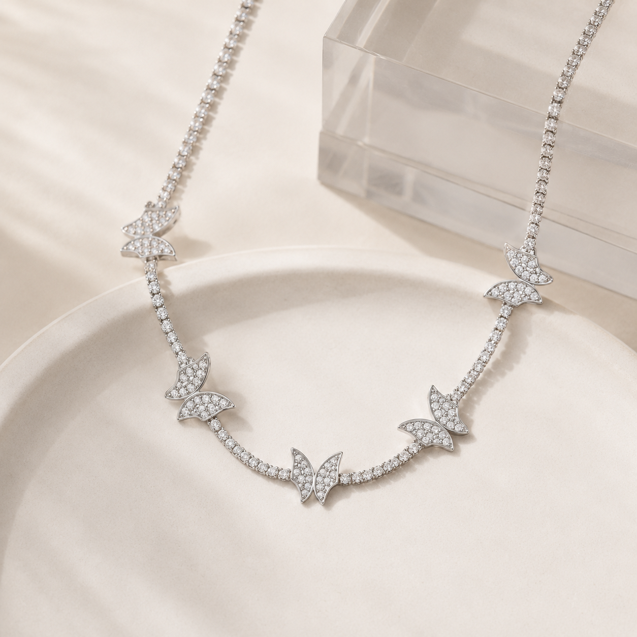CZ Butterfly Choker Necklace