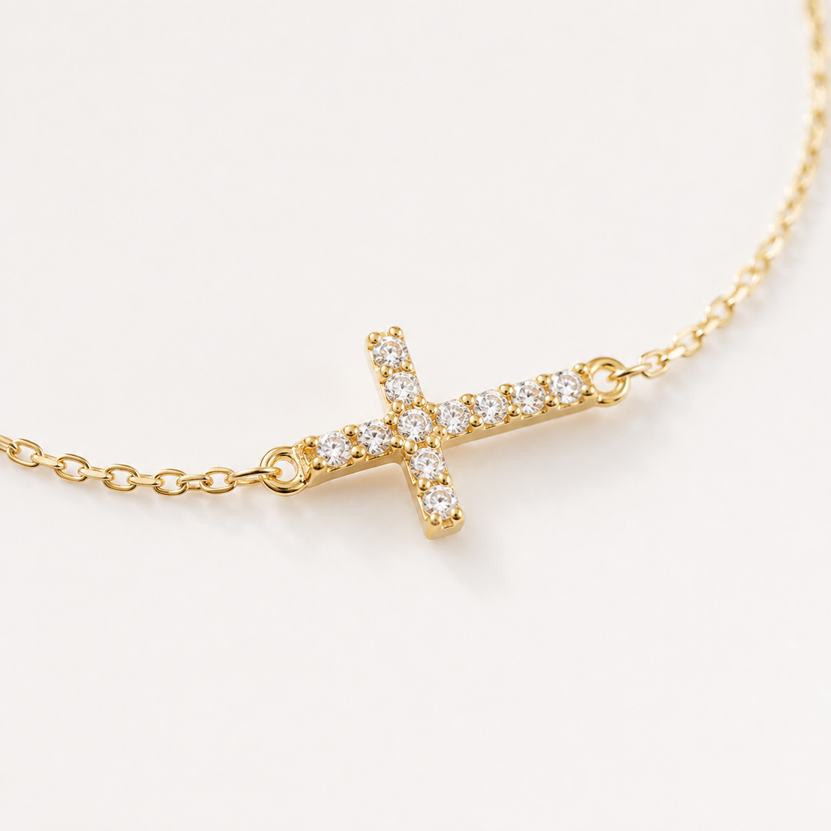 Dainty Cubic Zirconia Cross Bracelet