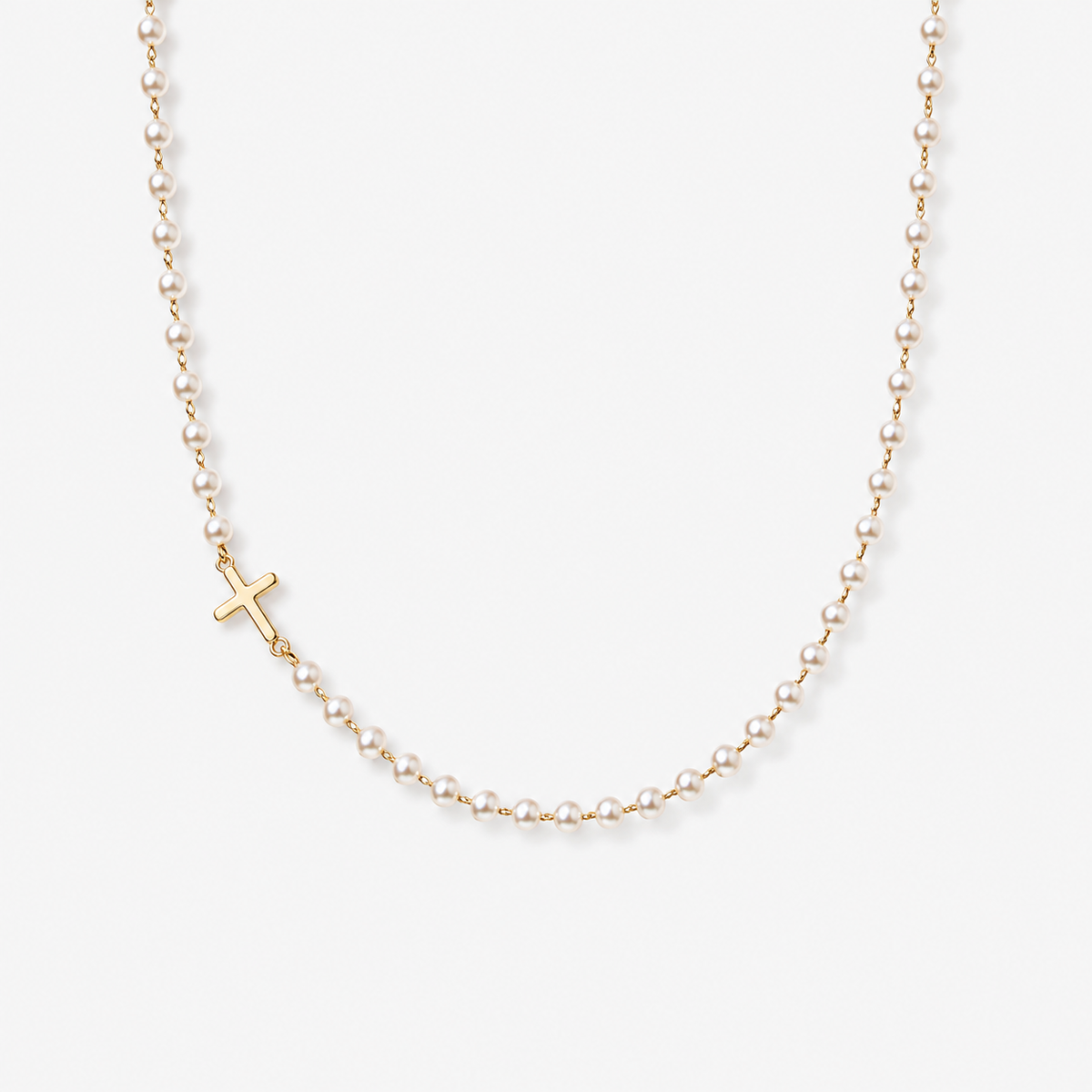 Sideways Cross Pearl Choker