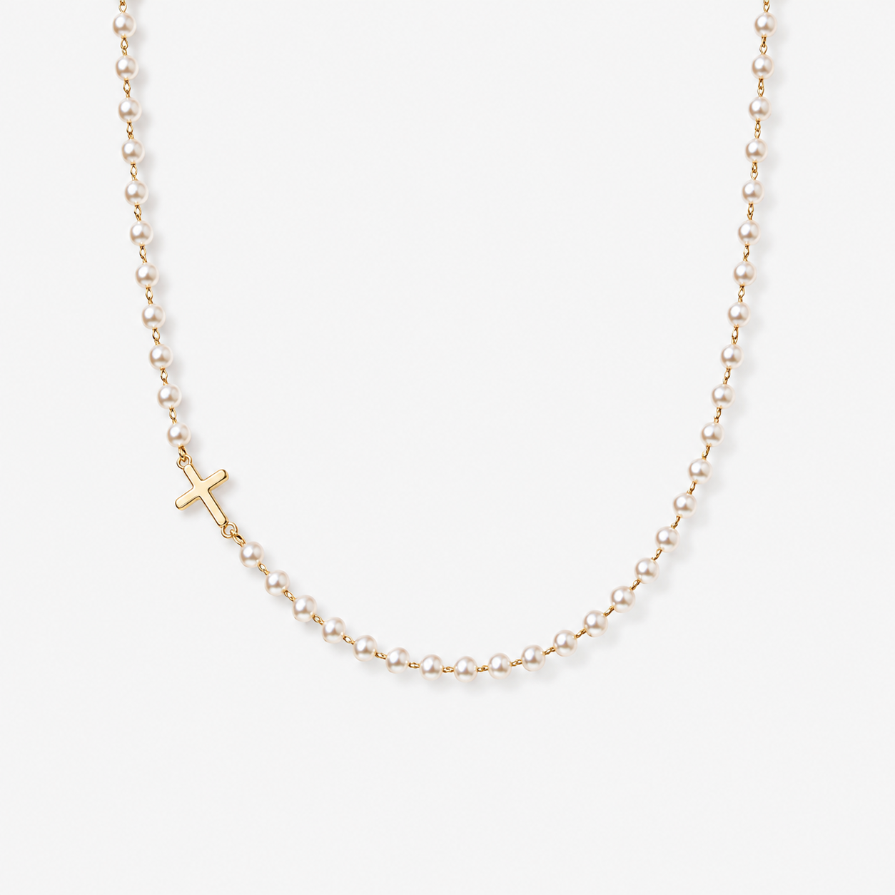 Sideways Cross Pearl Choker
