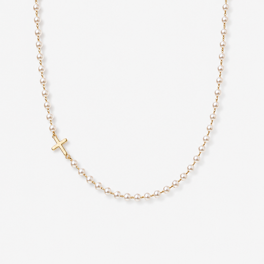Sideways Cross Pearl Choker