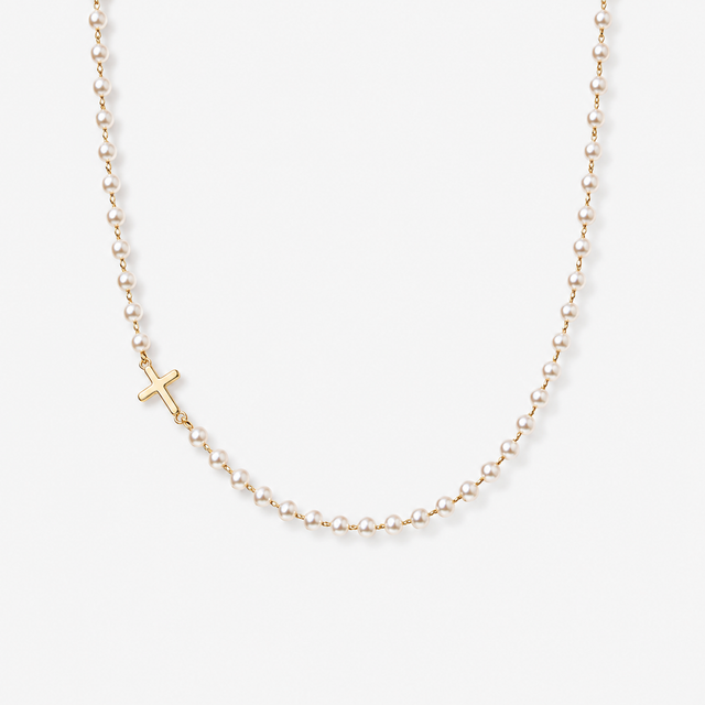 Sideways Cross Pearl Choker