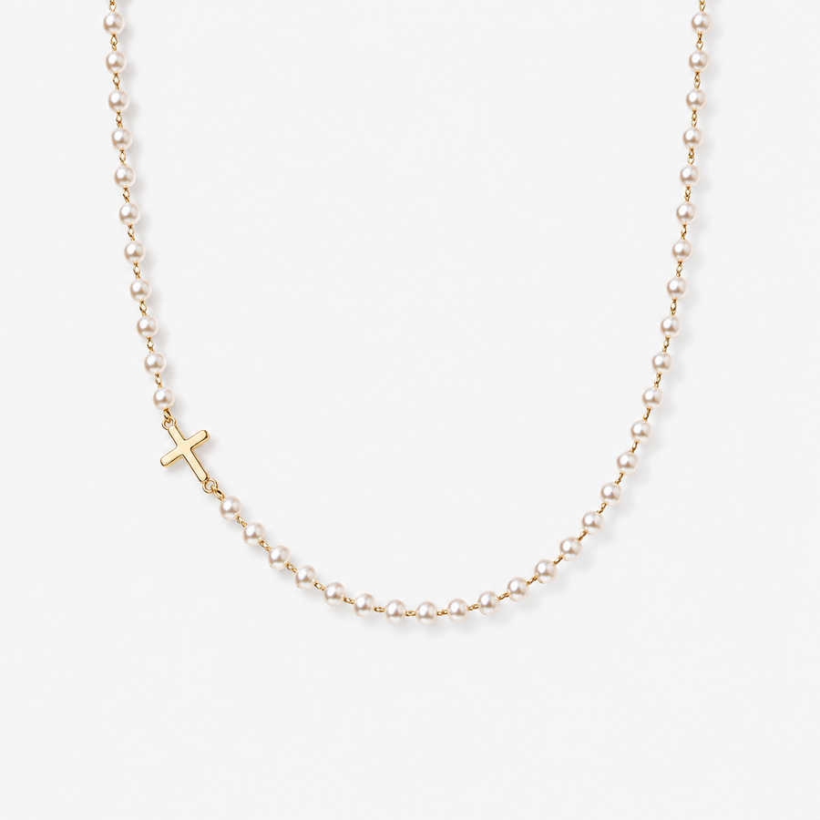 Sideways Cross Pearl Choker