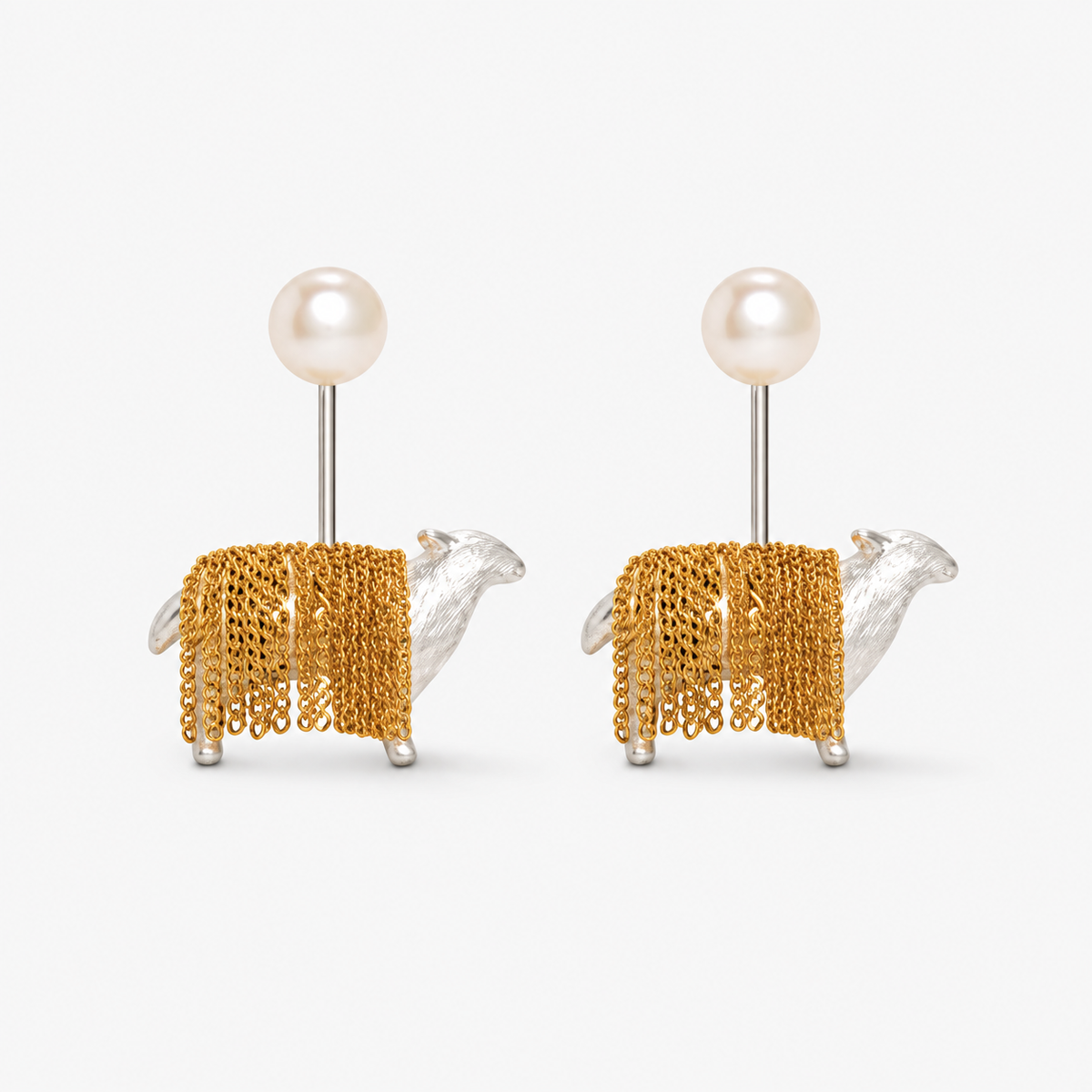 Pearl Sheep Dangle Earrings