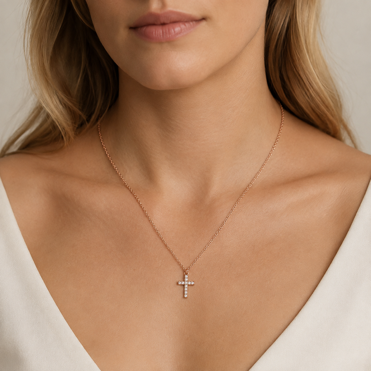 Sparkling CZ Cross Pendant Necklace