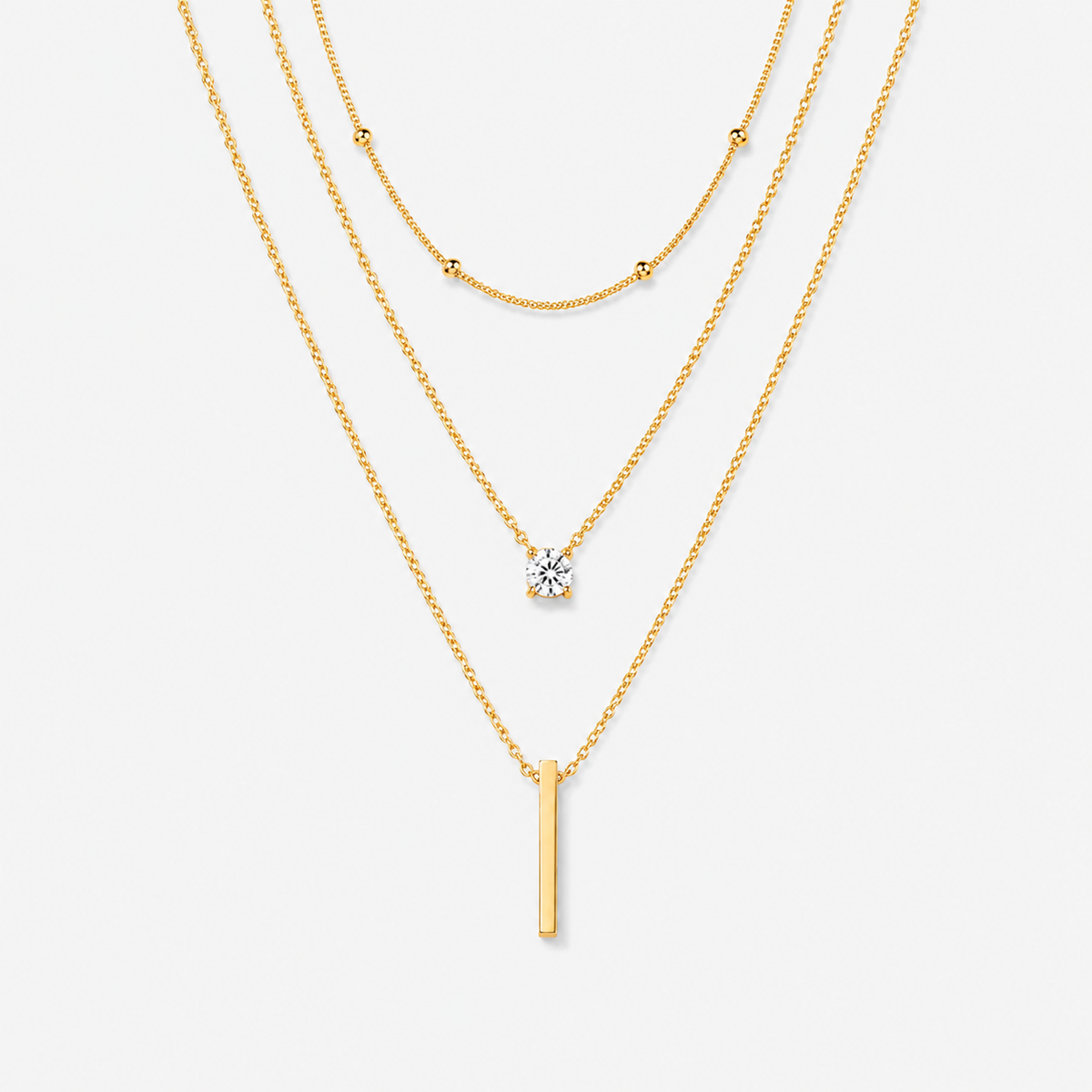 Multi-Layer CZ Bar Necklace