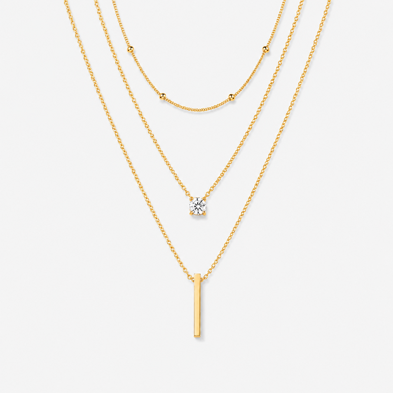 Multi-Layer CZ Bar Necklace