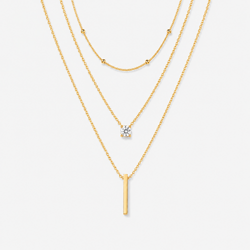 Multi-Layer CZ Bar Necklace