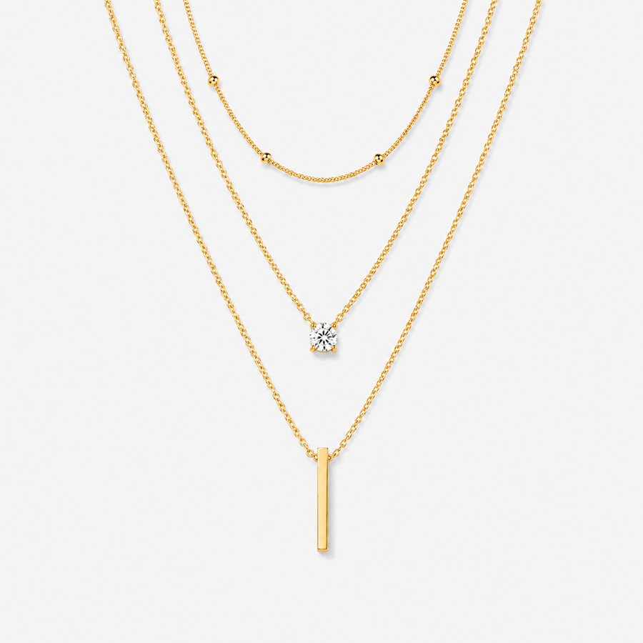Multi-Layer CZ Bar Necklace