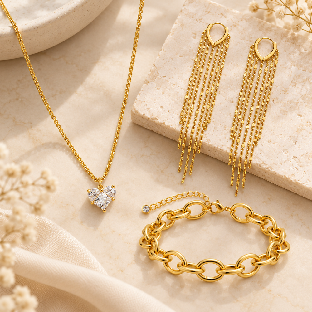 Chunky Heart Gold Set