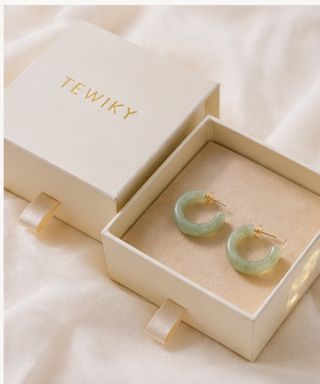 Green Jade Chunky Hoop Earrings