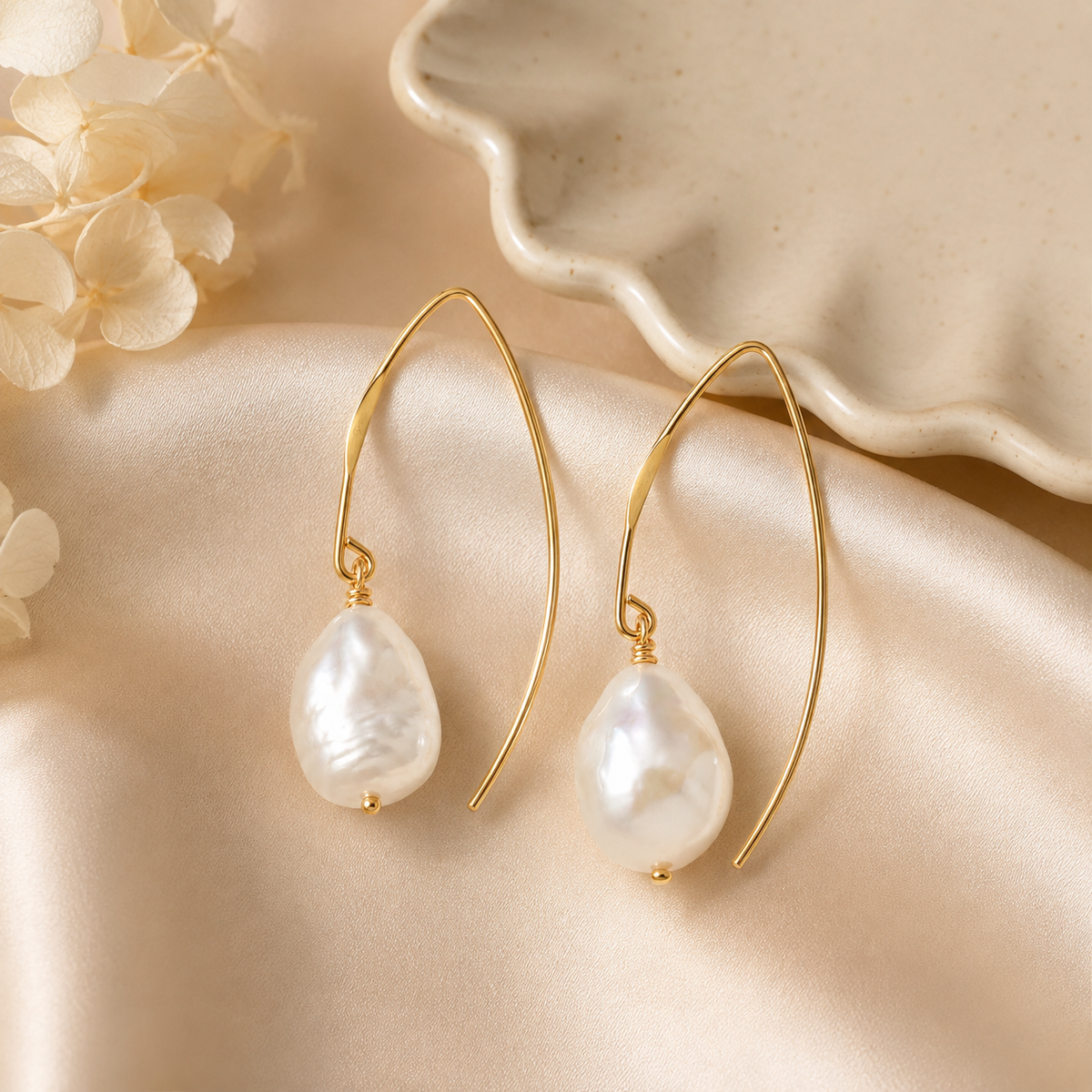 Baroque Pearl Dangle Earrings