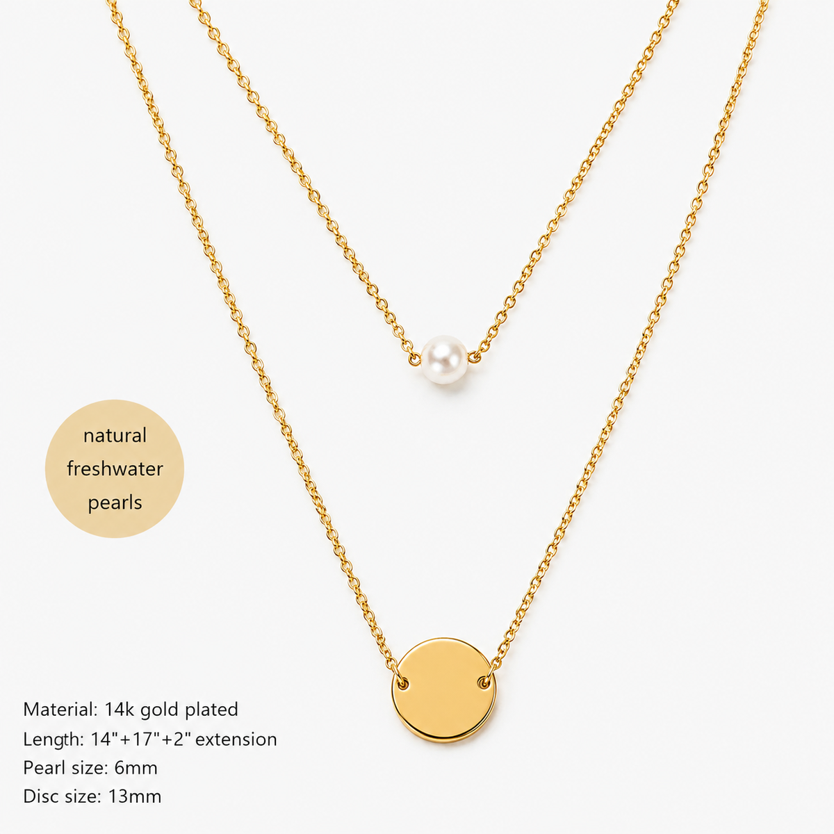 Layered Pearl Disc Necklace