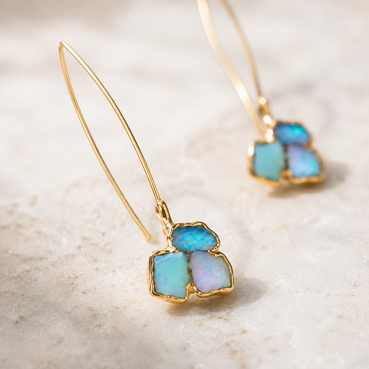 Raw Australian Opal Cluster Earrings