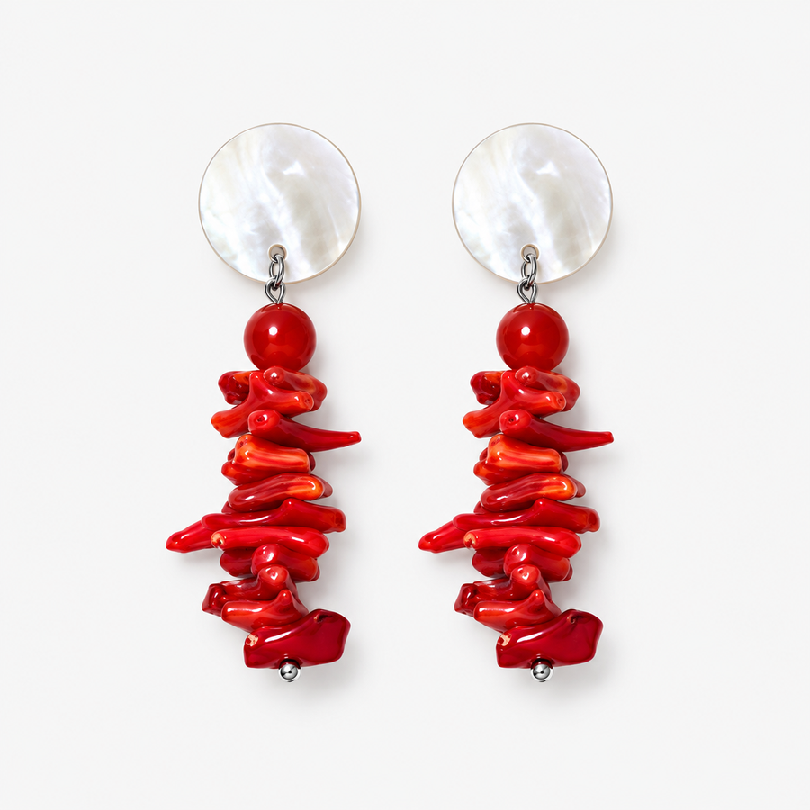 Red Coral Clip-On Earrings