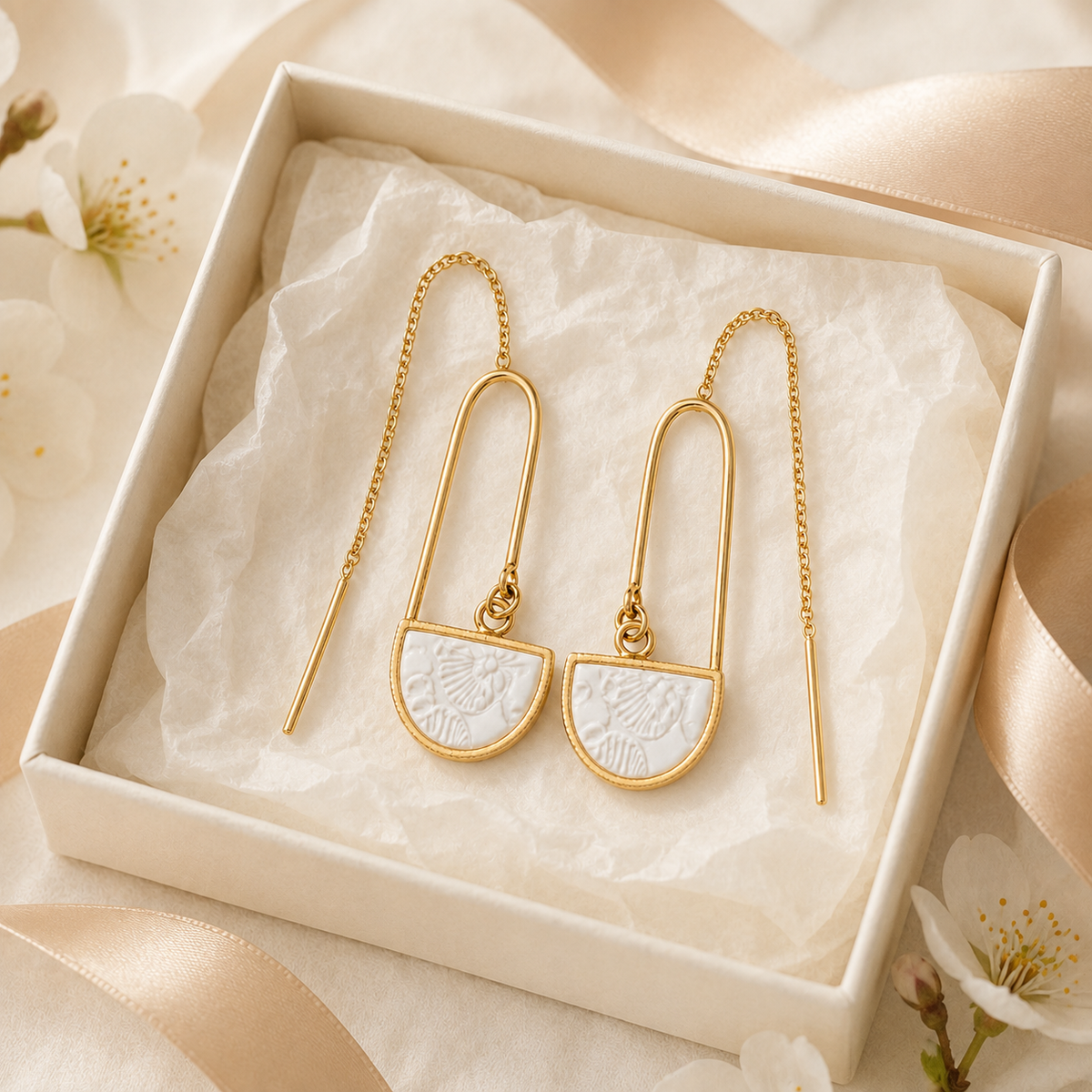 Cherry Blossom Threader Earrings