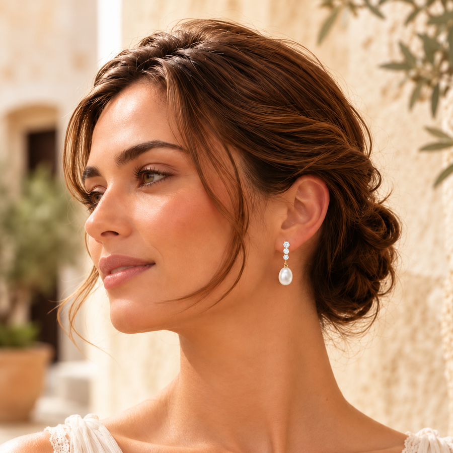 Classic Bridal Pearl Drop Earrings