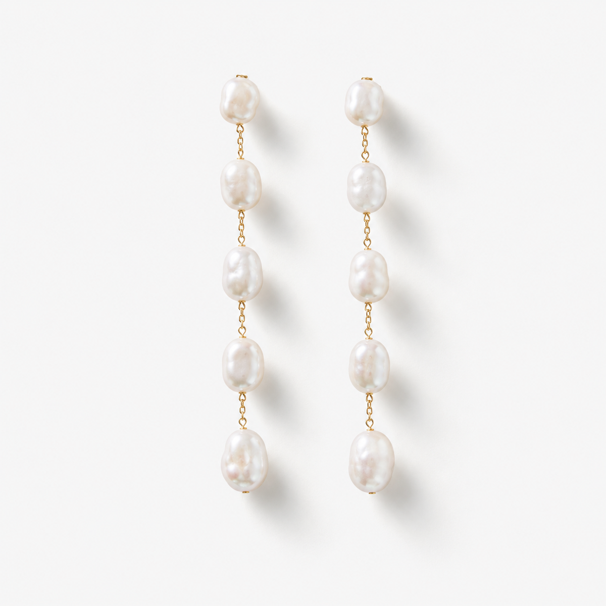 Five-Pearl Baroque Drop Earrings