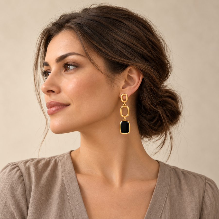 Geometric Square Tassel Earrings